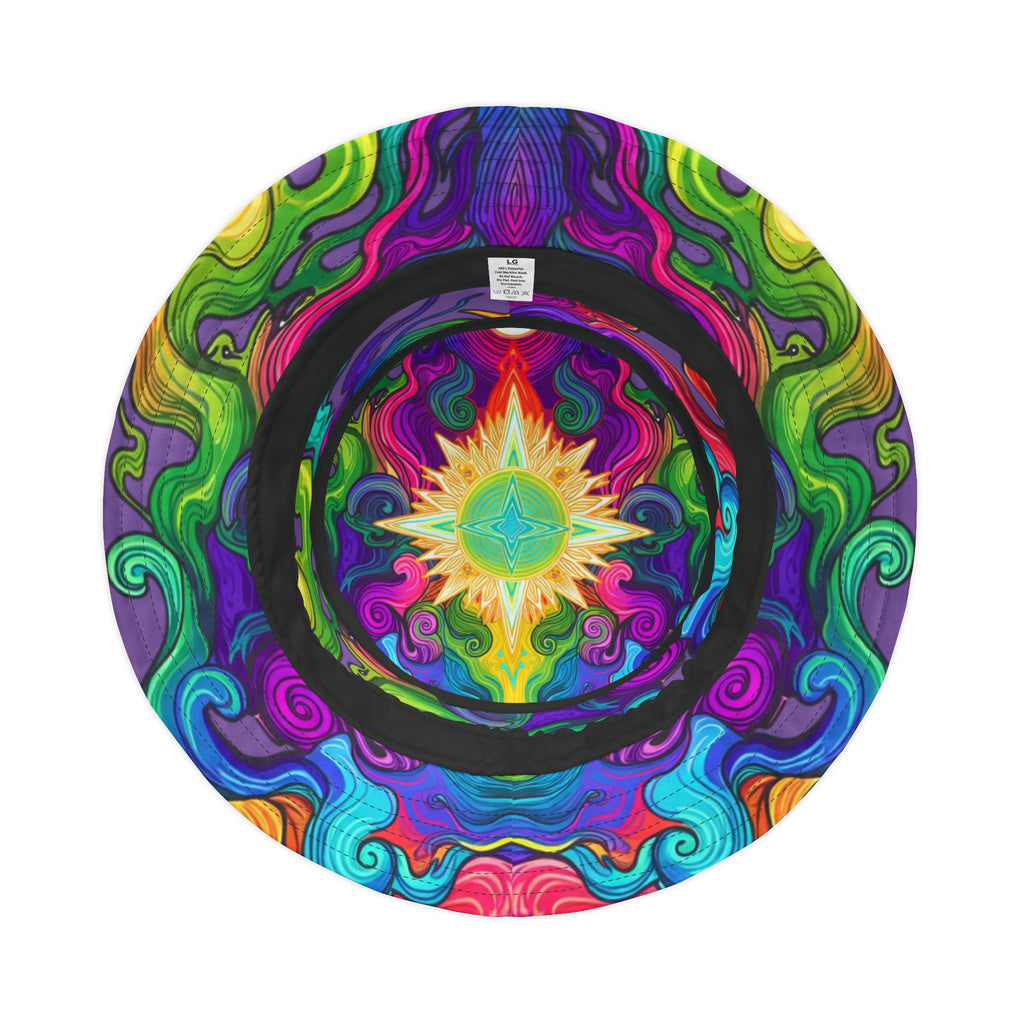 Psychedelic Swirl Bucket Hat — Vibrant Rainbow AOP