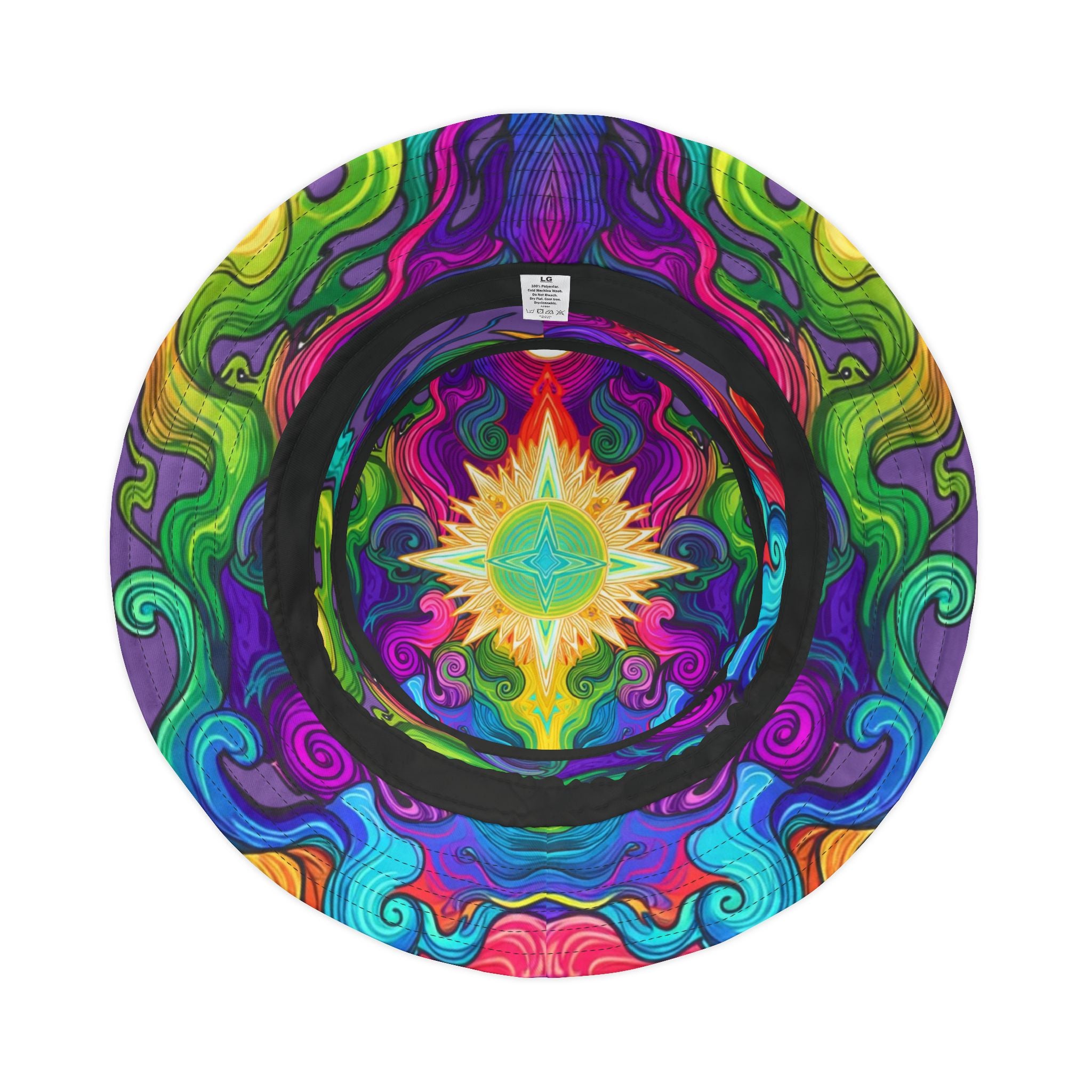 Psychedelic Swirl Bucket Hat — Vibrant Rainbow AOP