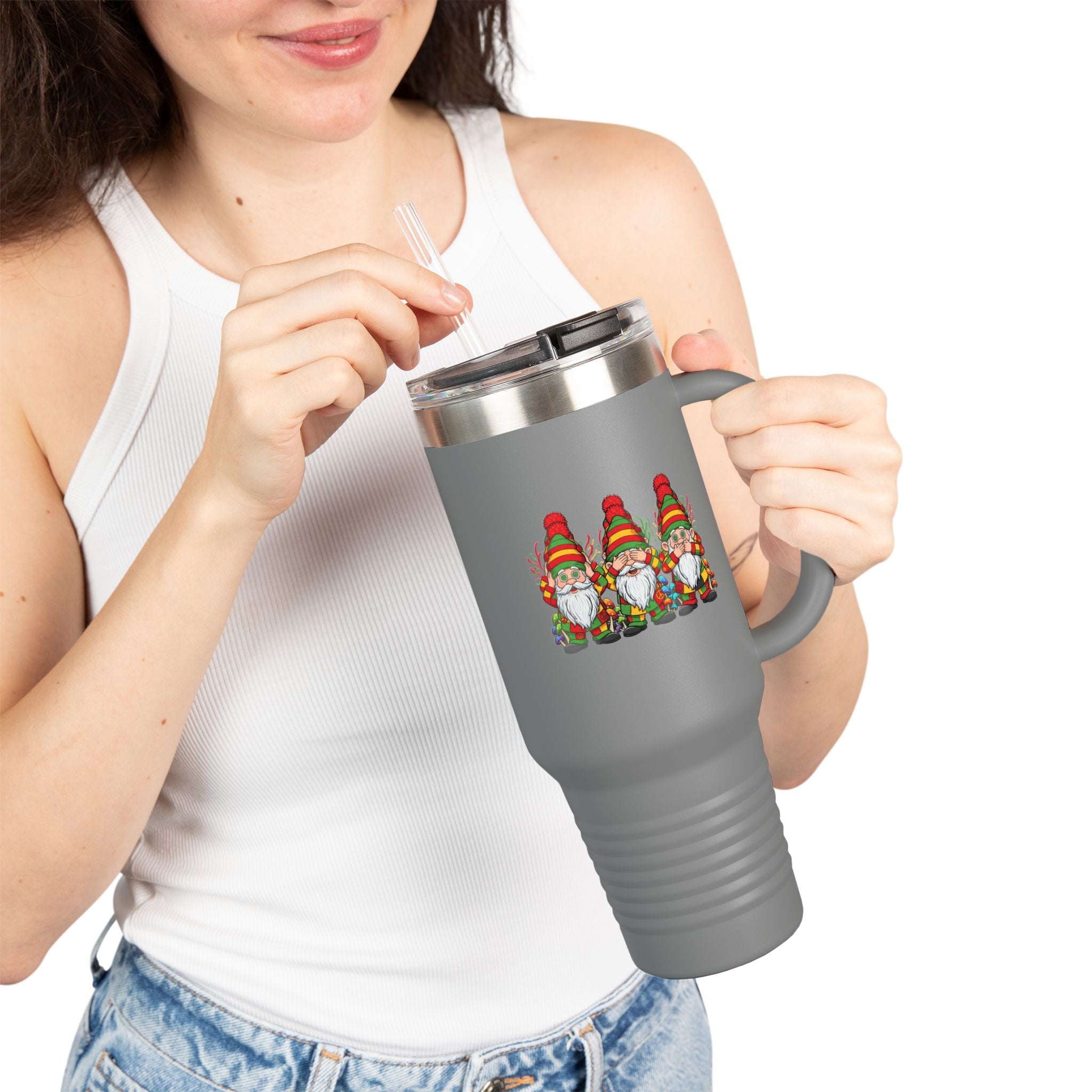 Hear, See, Speak No Evil Gnomes 40oz Insulated Travel Mug