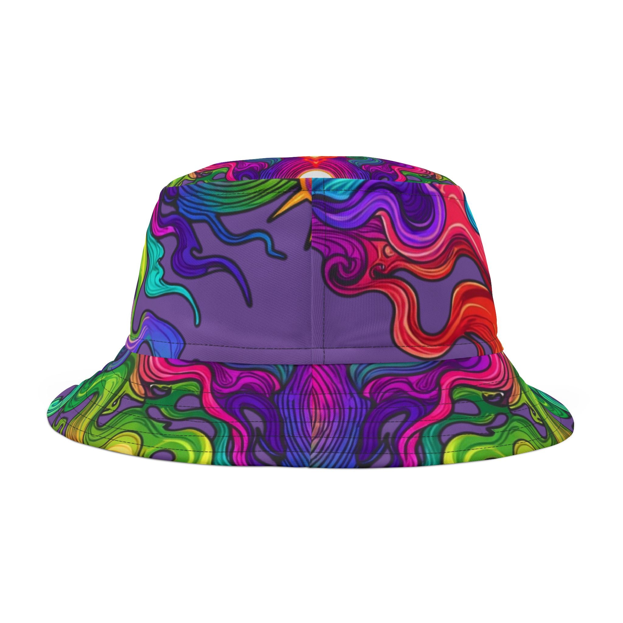 Psychedelic Swirl Bucket Hat — Vibrant Rainbow AOP