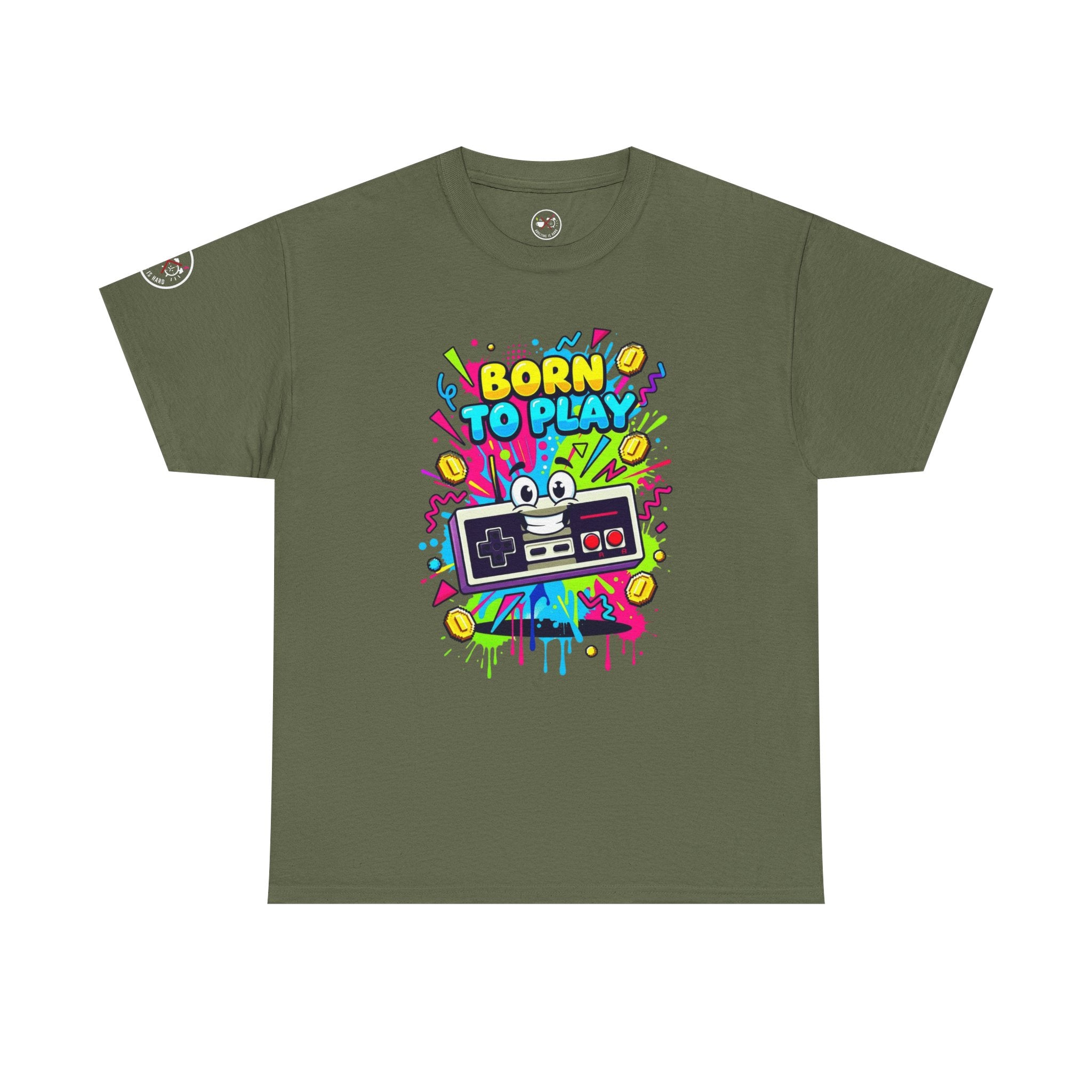 Born to Play Retro Game Controller Heavy Cotton Tee