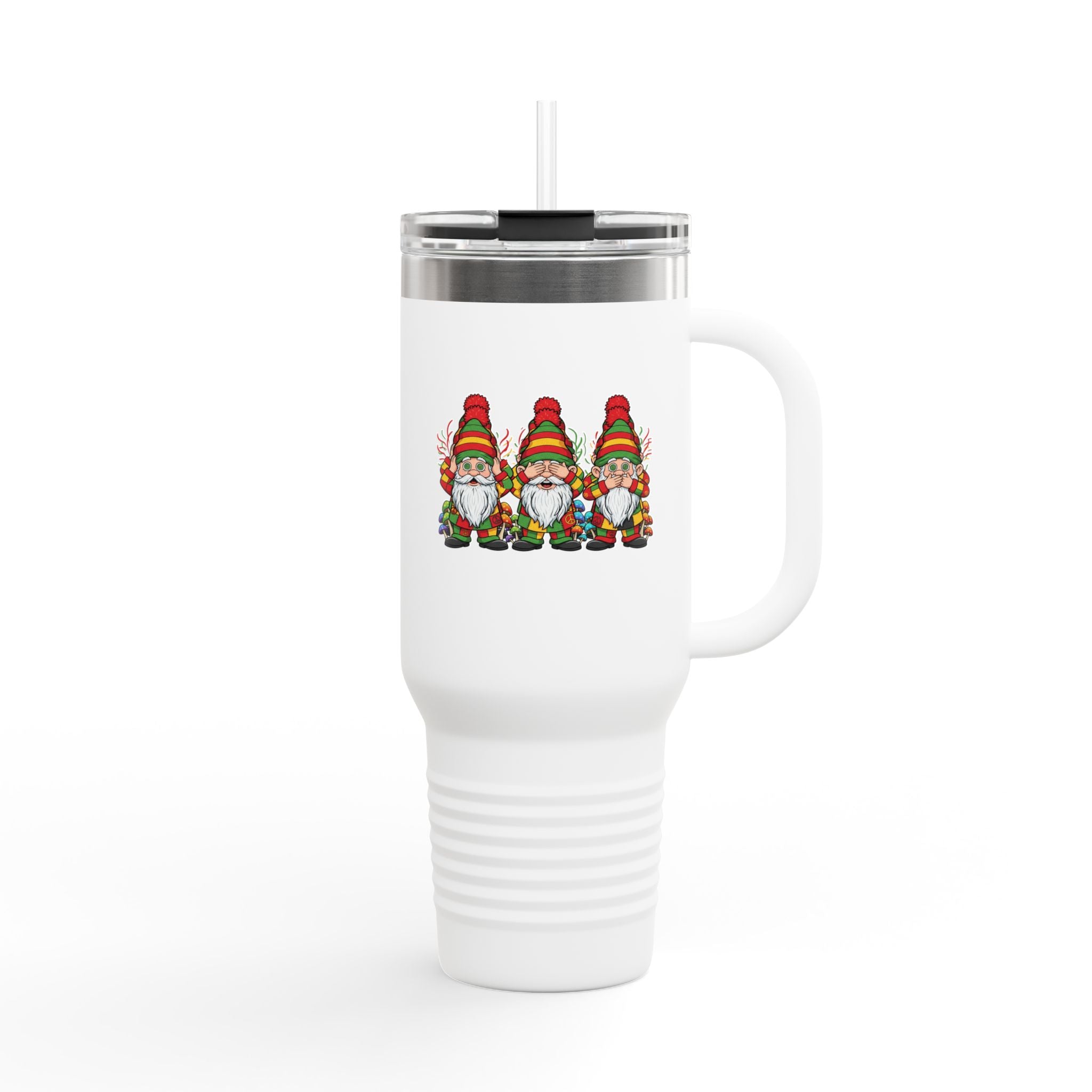 Hear, See, Speak No Evil Gnomes 40oz Insulated Travel Mug