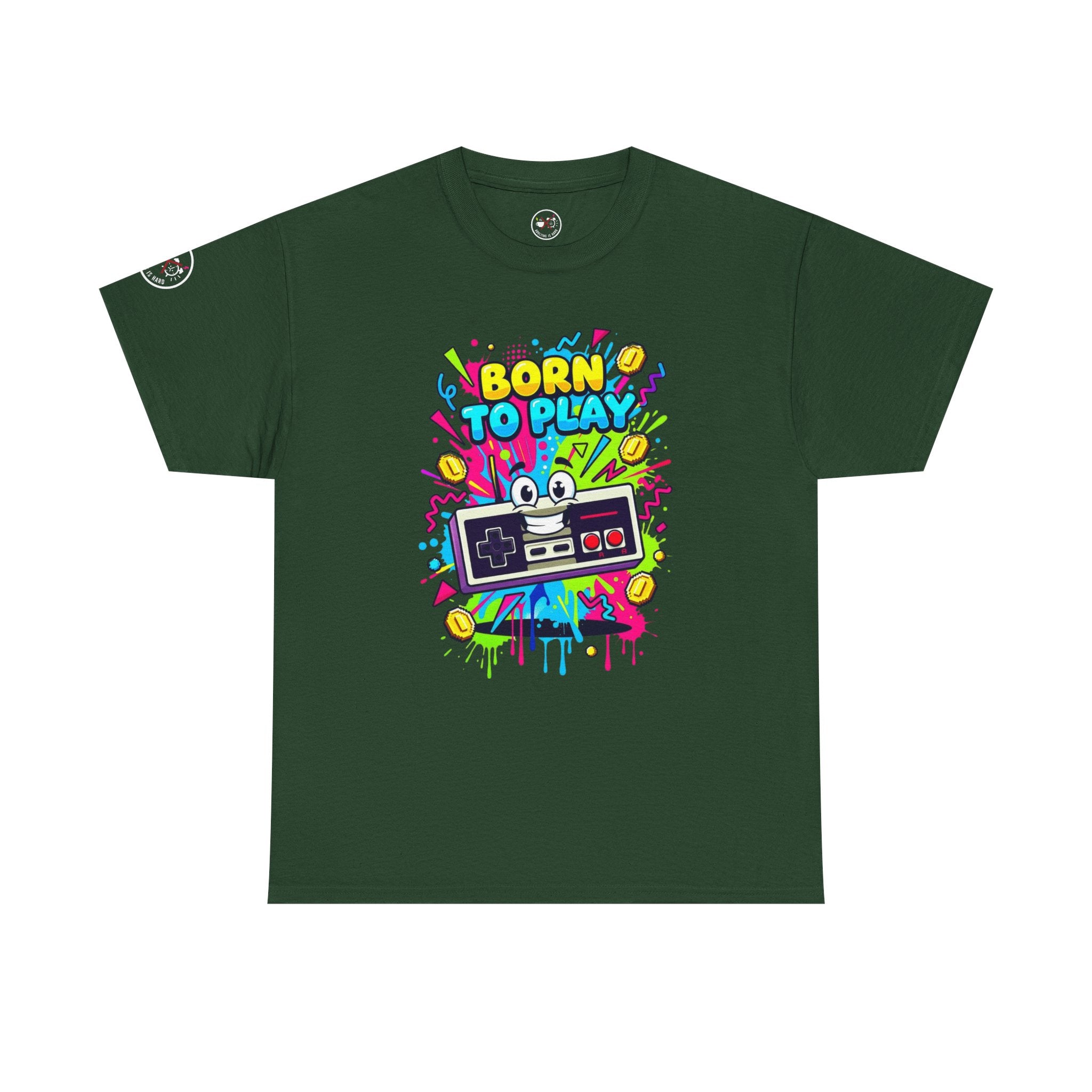 Born to Play Retro Game Controller Heavy Cotton Tee
