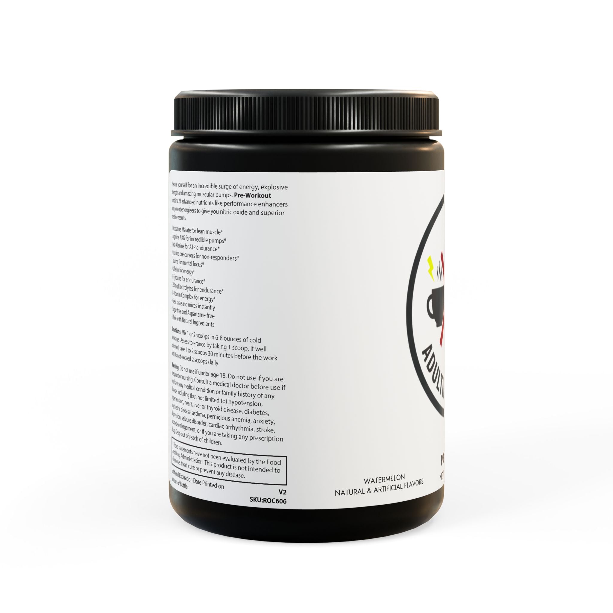 Adulting Is Hard Pre-Workout Supplement, Watermelon (300g, 10.58oz)