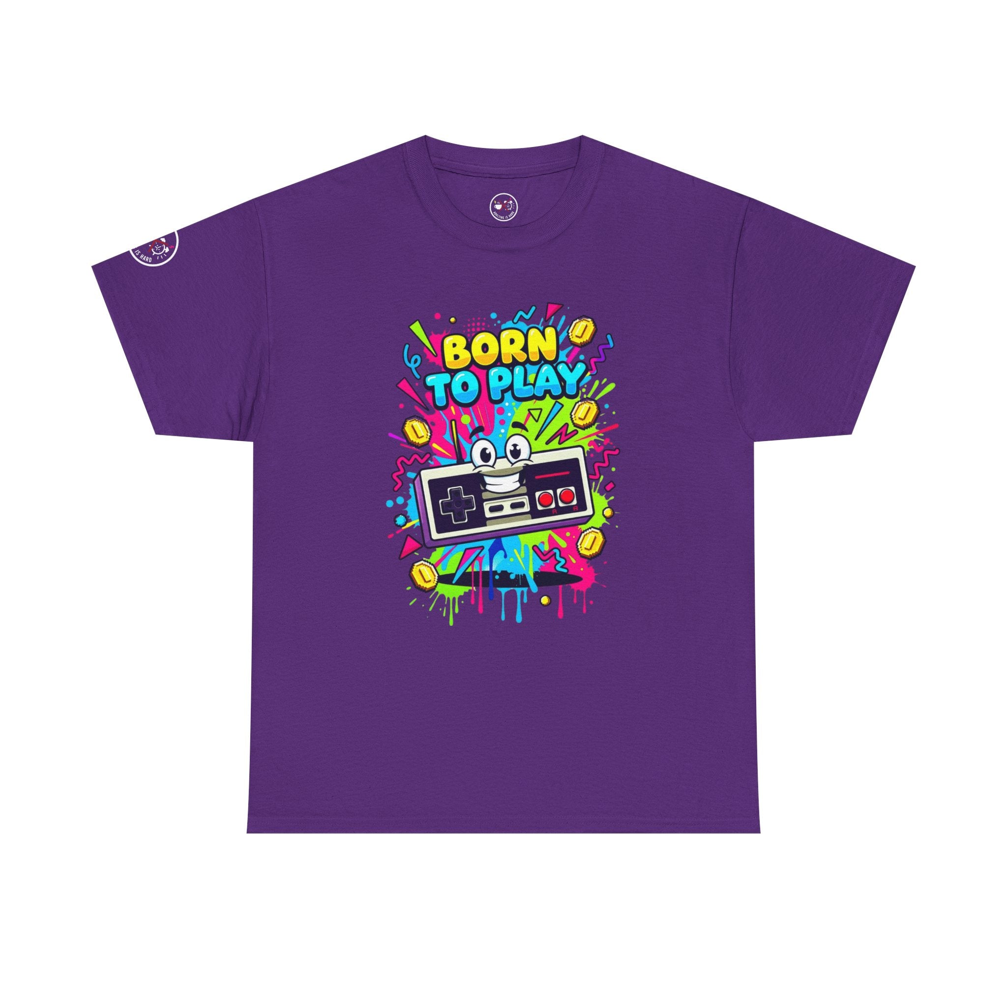 Born to Play Retro Game Controller Heavy Cotton Tee