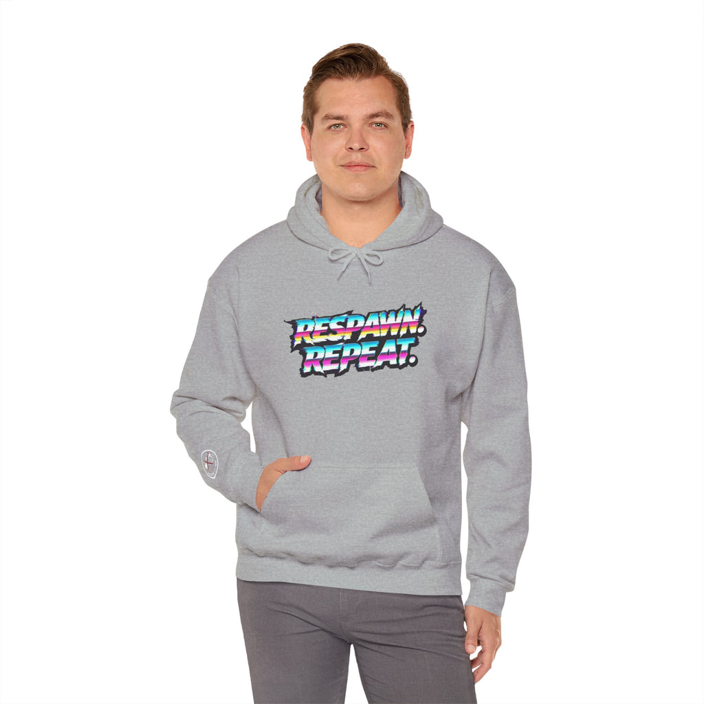 Respawn Repeat Retro Glitch Gamer Hoodie