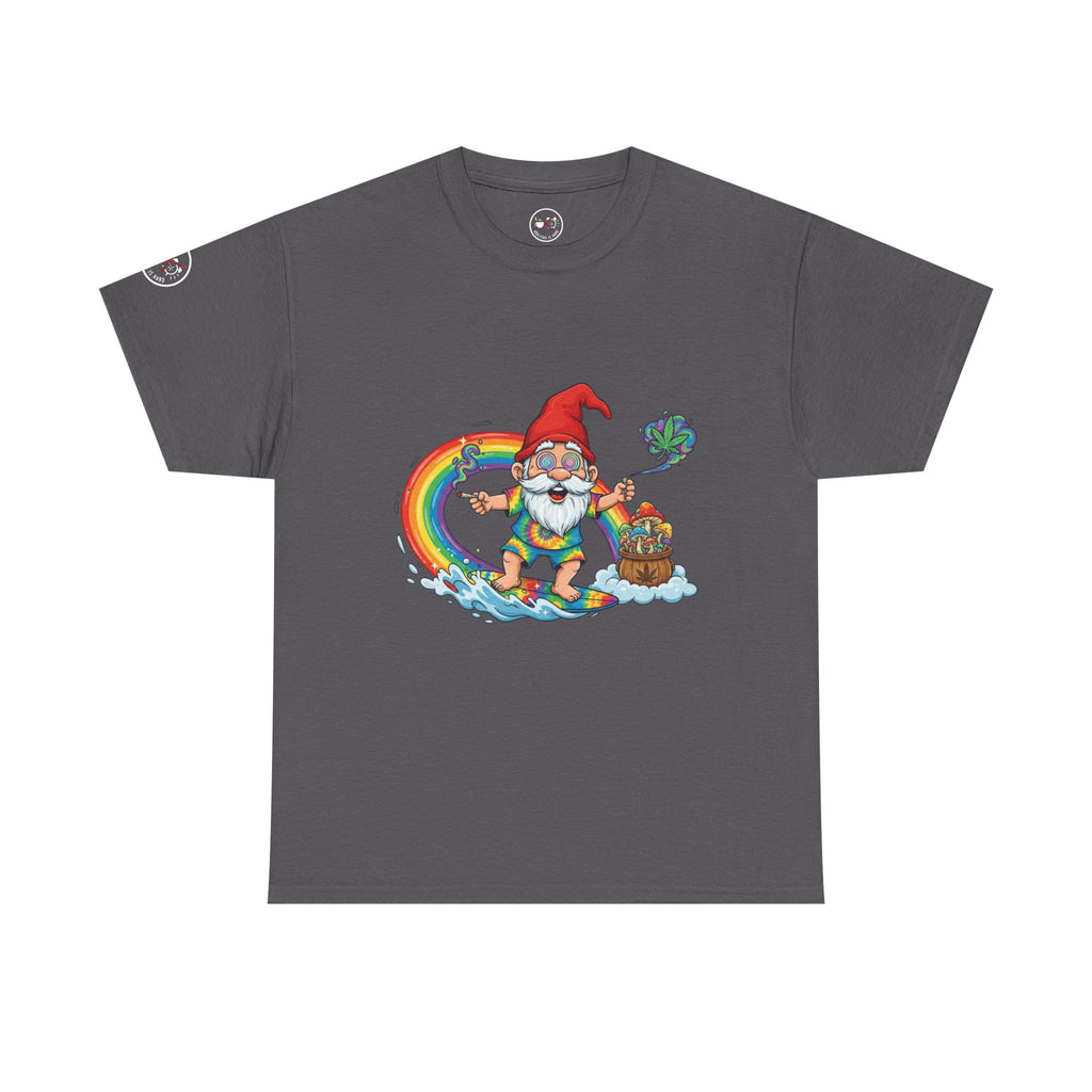 Rainbow Surfing Gnome Heavy Cotton T-Shirt