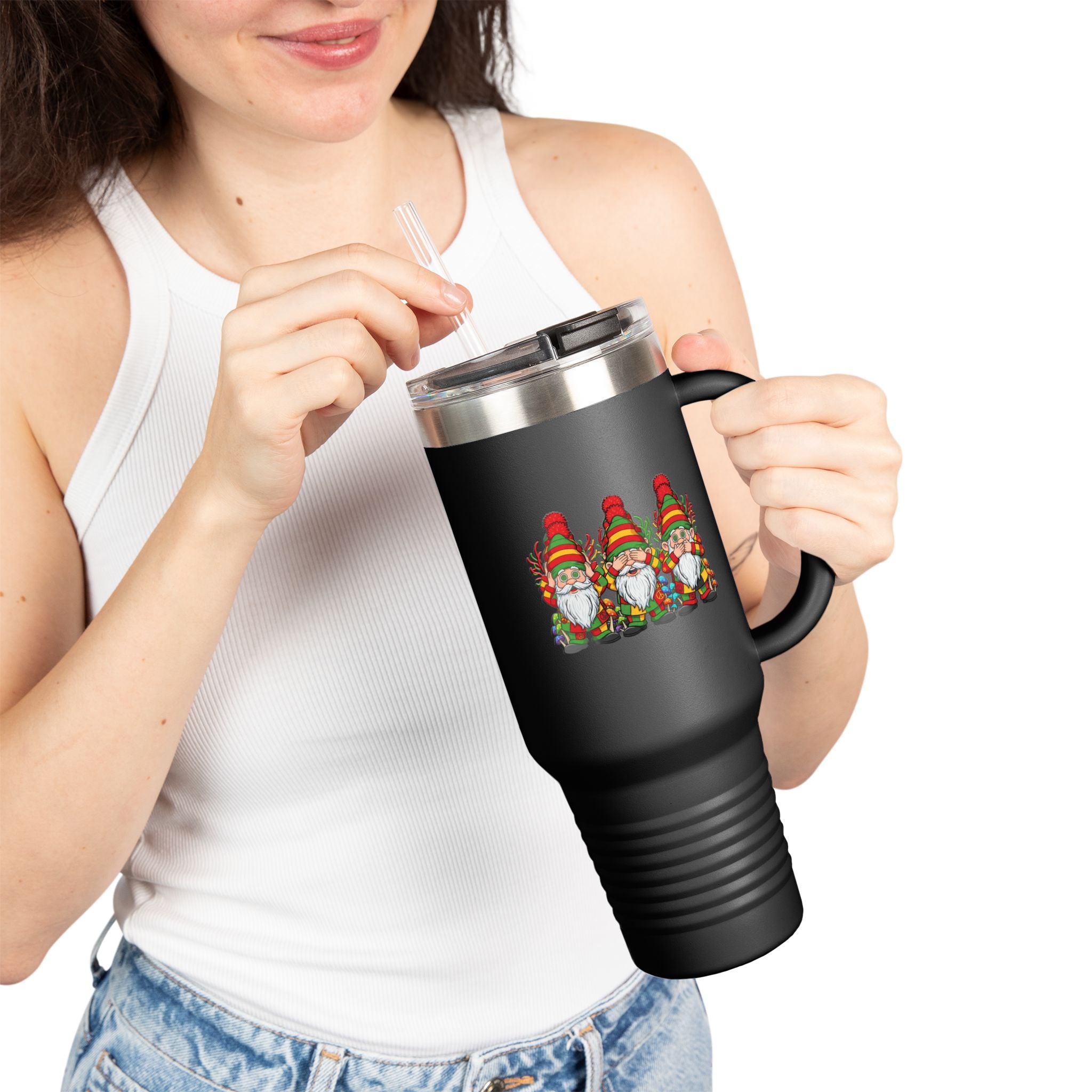 Hear, See, Speak No Evil Gnomes 40oz Insulated Travel Mug