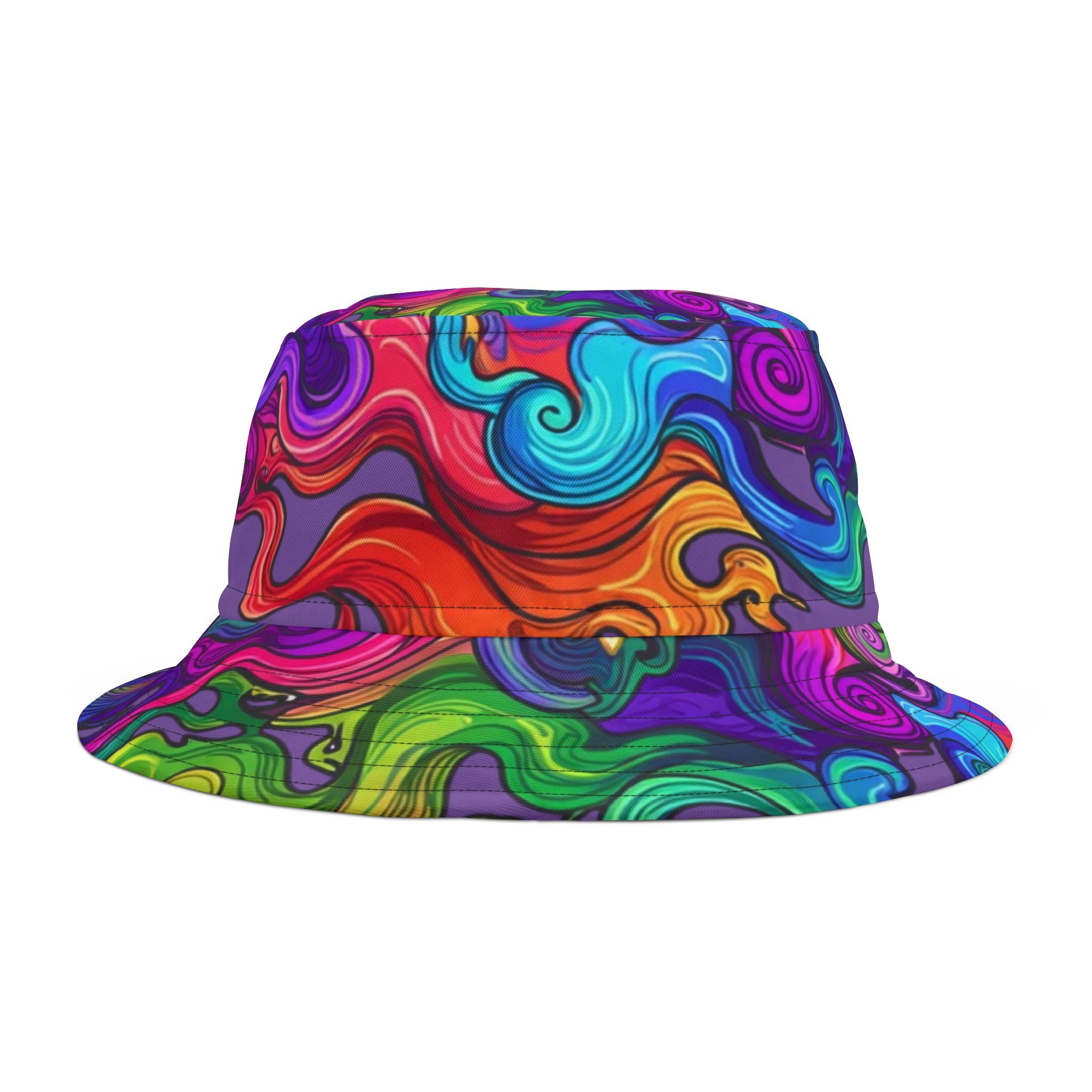 Psychedelic Swirl Bucket Hat — Vibrant Rainbow AOP