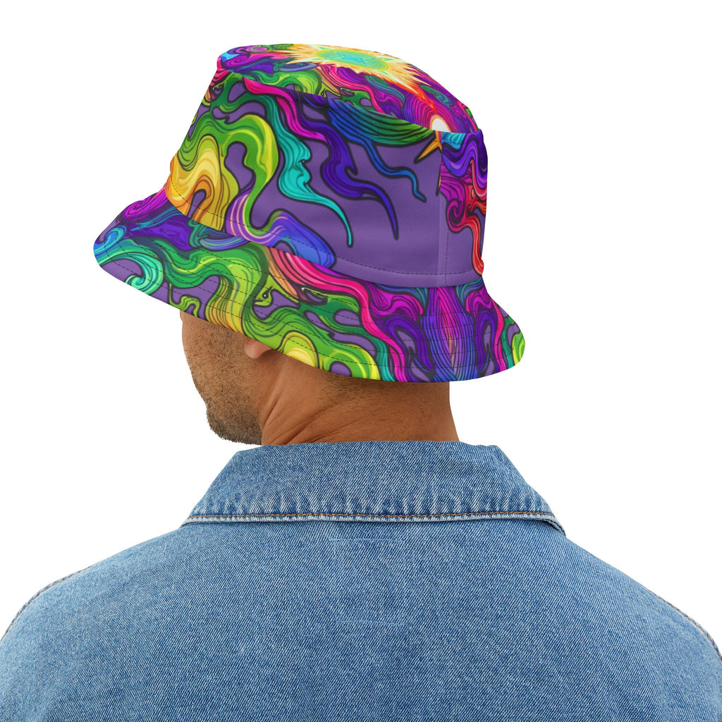 Psychedelic Swirl Bucket Hat — Vibrant Rainbow AOP