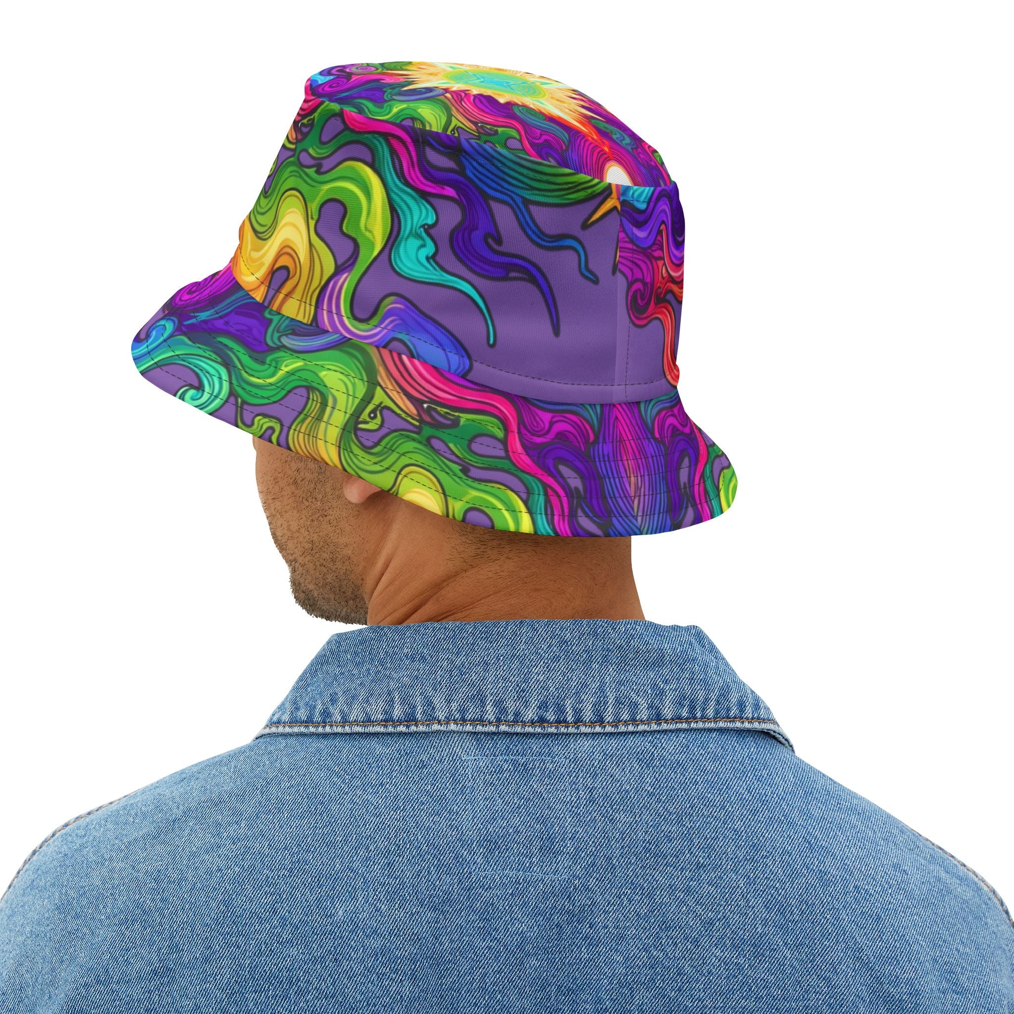 Psychedelic Swirl Bucket Hat — Vibrant Rainbow AOP