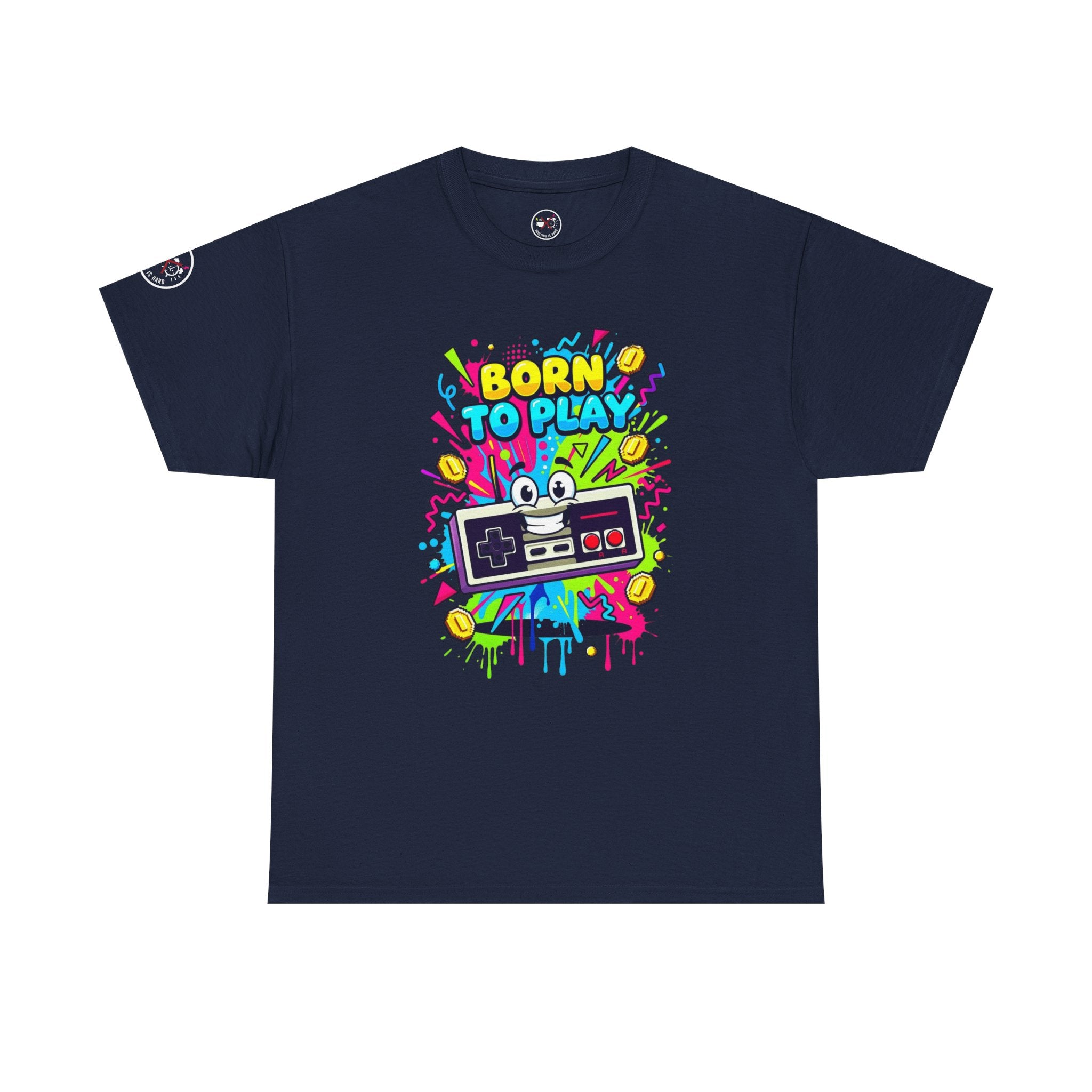 Born to Play Retro Game Controller Heavy Cotton Tee