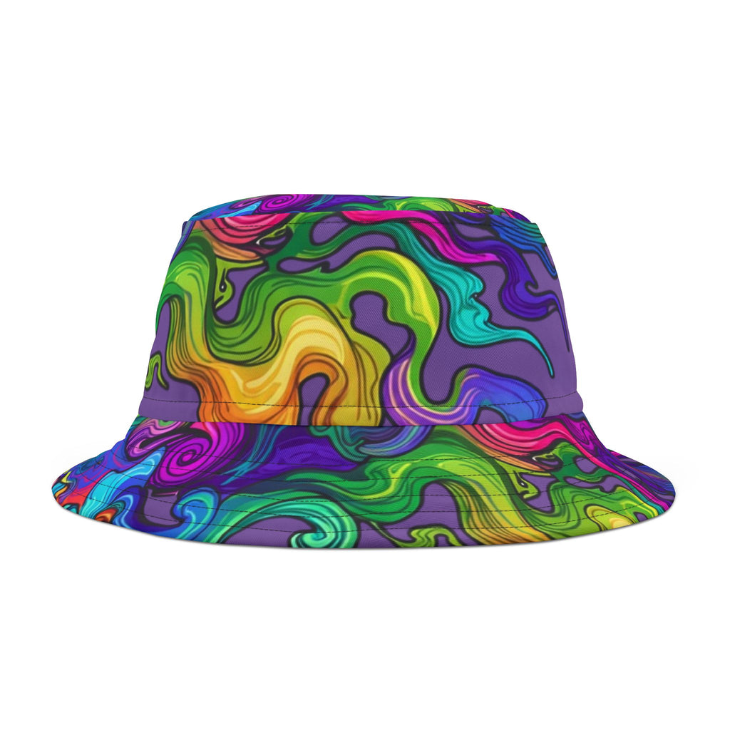 Psychedelic Swirl Bucket Hat — Vibrant Rainbow AOP