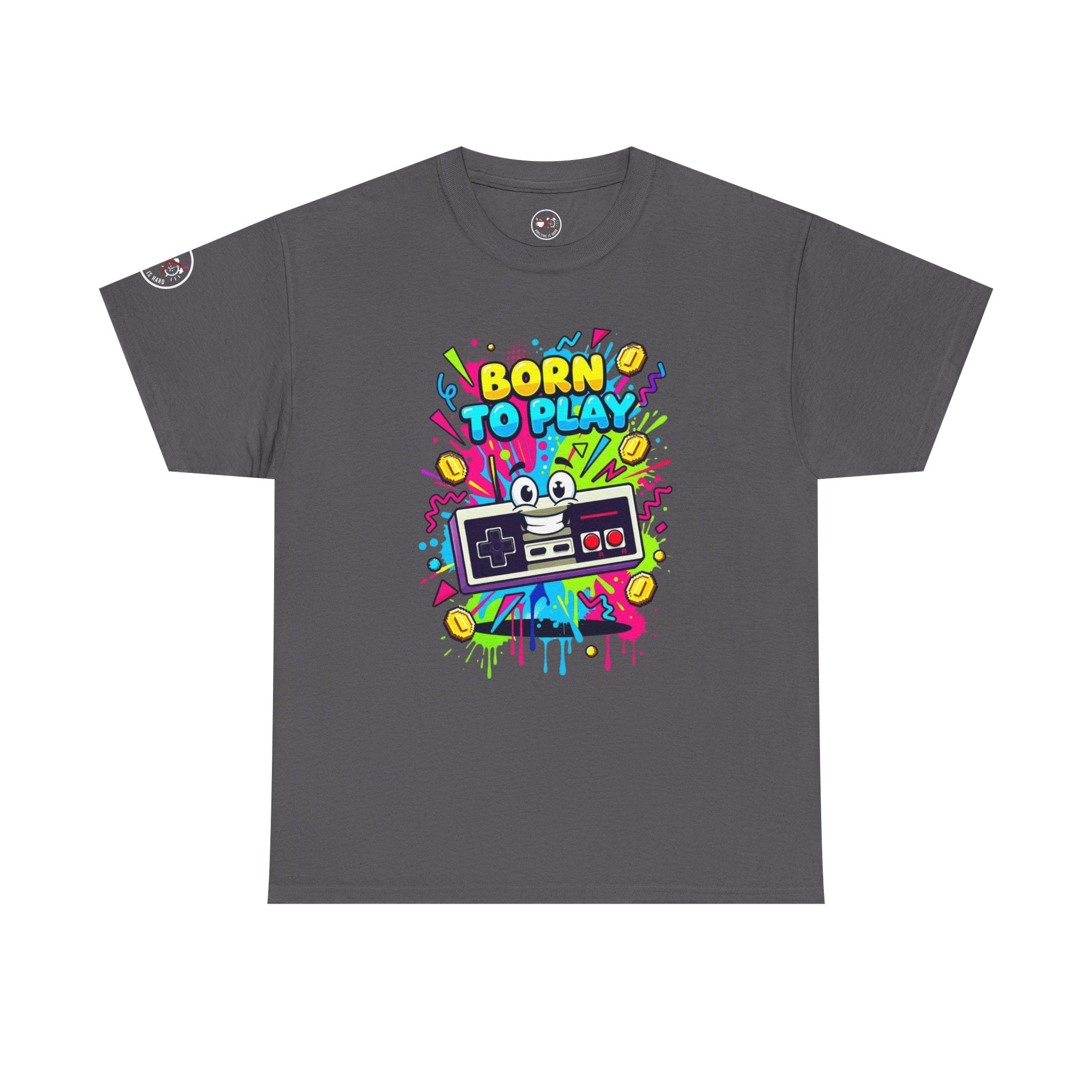 Born to Play Retro Game Controller Heavy Cotton Tee