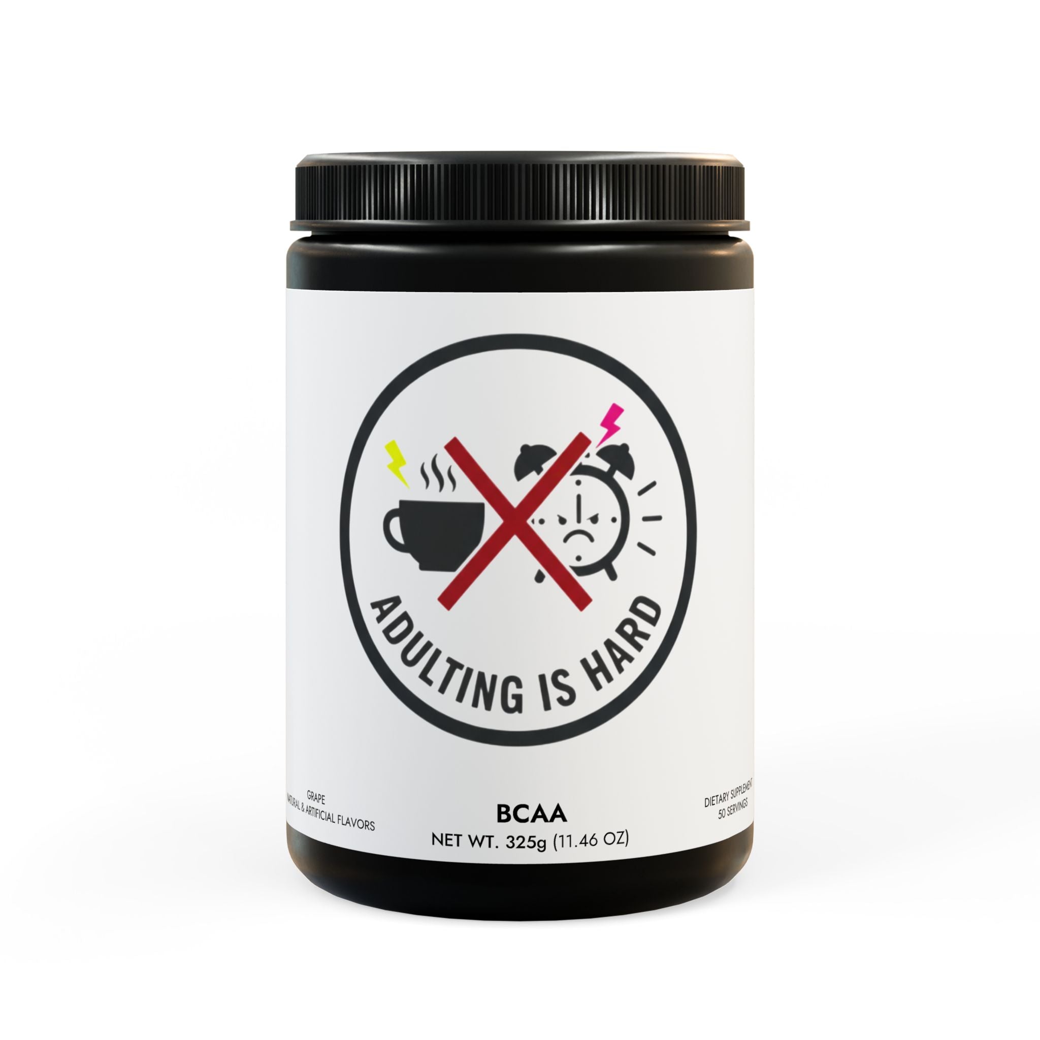 Adulting Is Hard BCAA Supplement, Grape (325g, 11.46oz, 50 servings)